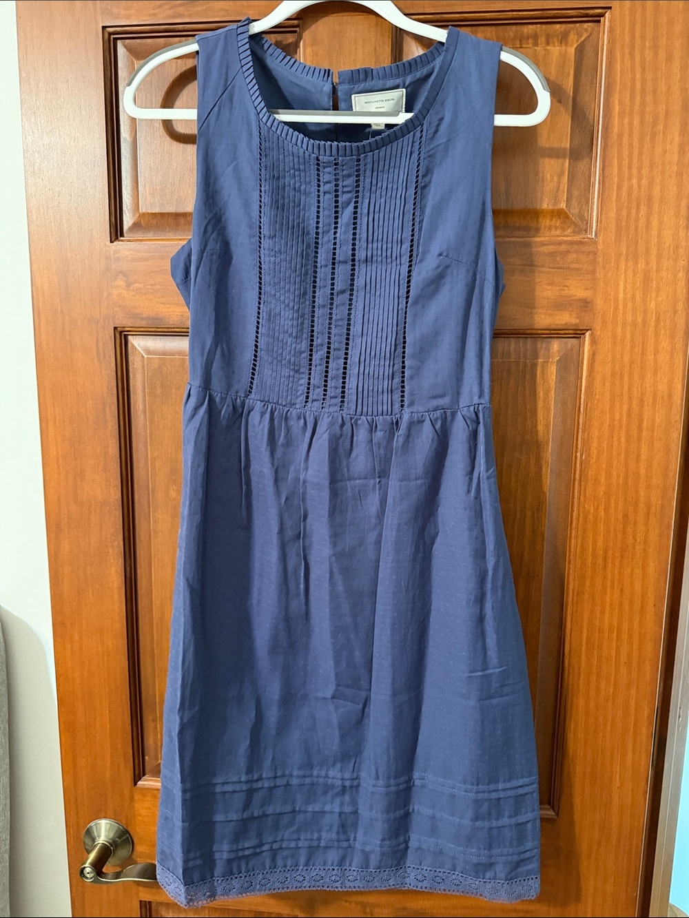 Moulinette Soeurs Indigo Pintuck Cotton Midi Dress